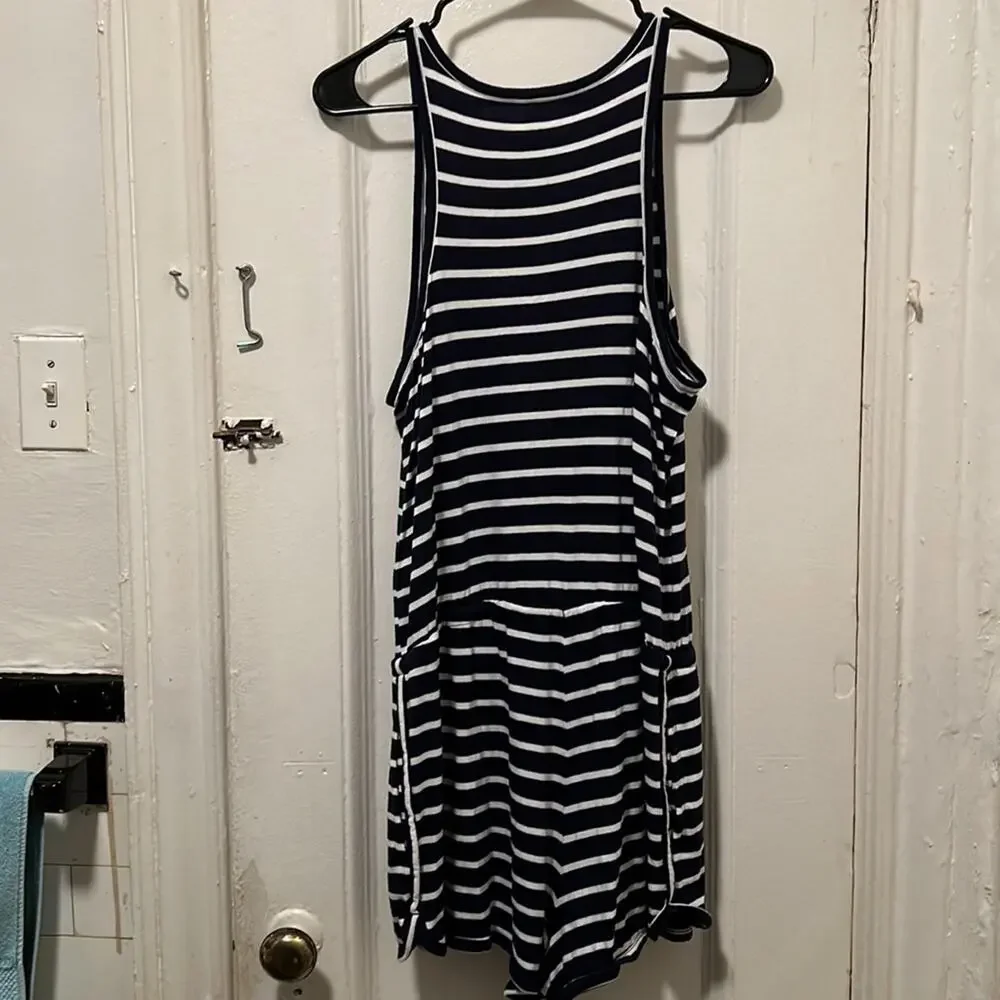 Love by Gap Navy and White Stripped Shorts Sleeveless Romper Size L - Picture 2 of 8